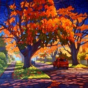 Sunny St. Charles Street, Victoria, B.C.  36x36 oil on canvas  SOLD  West End Gallery Victoria